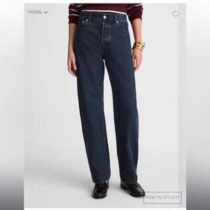 The Pieced Barrel-Leg Full-Length Jean in Blue Black